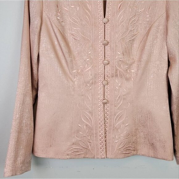 Adrianna Papell Silk Blazer Jacket Embroidered 6 - Picture 4 of 11